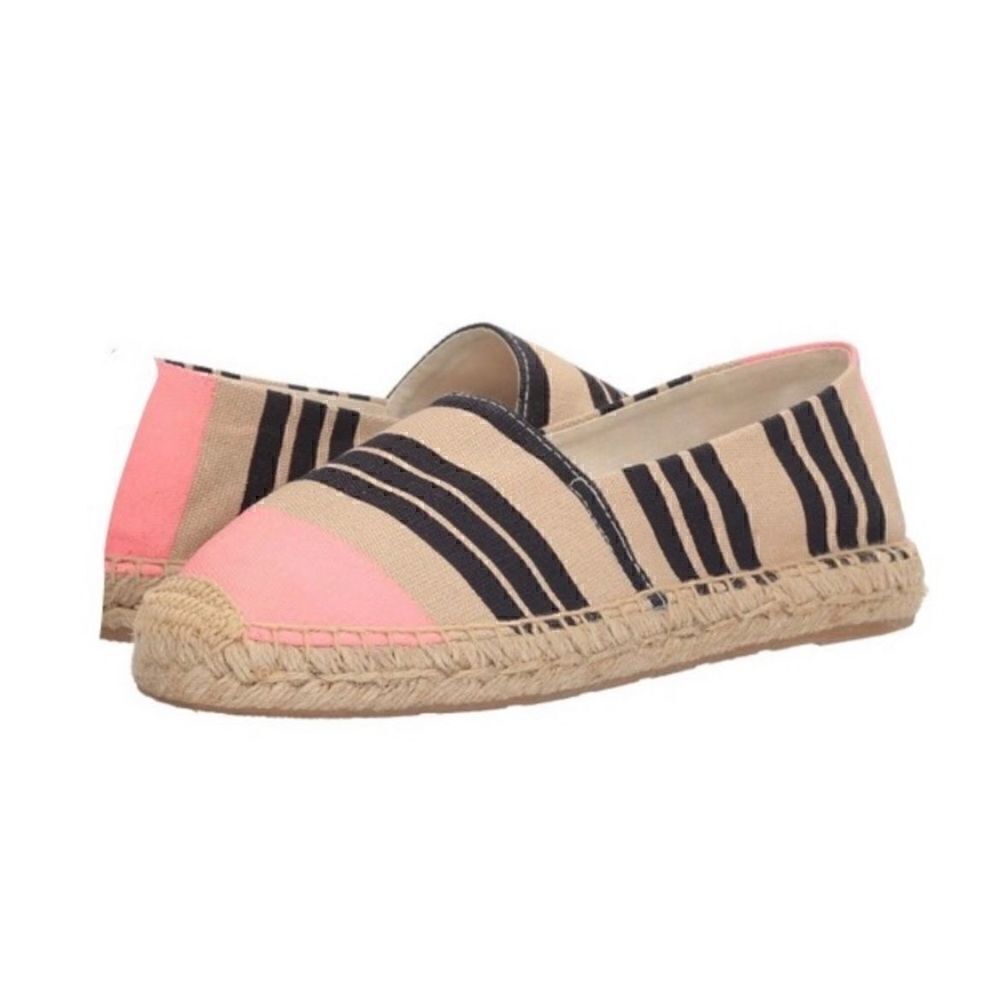 NEW Sam Edelman Women's Verona Striped Espadrille Slip-On Shoes Tan & Pink Size